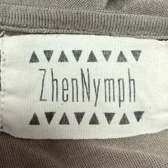 ZhenNymph Gray Batwing Dolman Sleeve Fringe Lagenlook Maxi Midi Kaftan Dress L - Picture 4 of 4